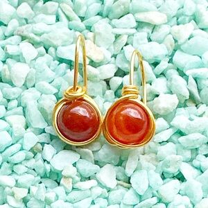 carnelian dangle earrings in gold/dainty jewelry/protection stone for Virgo
